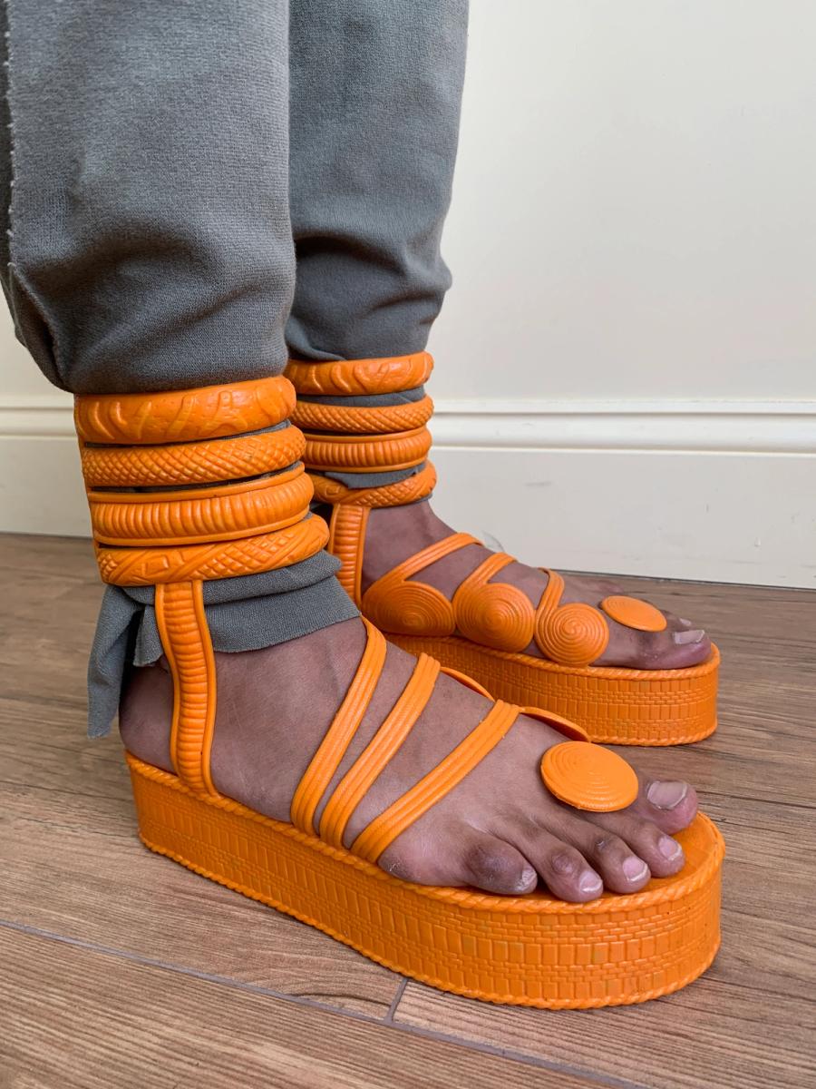 1985 Gaultier for Grendha Gladiator Sandals & Arm Cuff product image