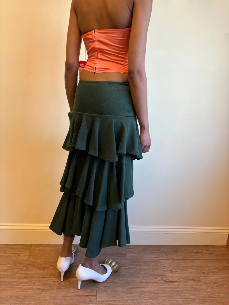 80s Norma Kamali Fleece Ruffle Skirt product image