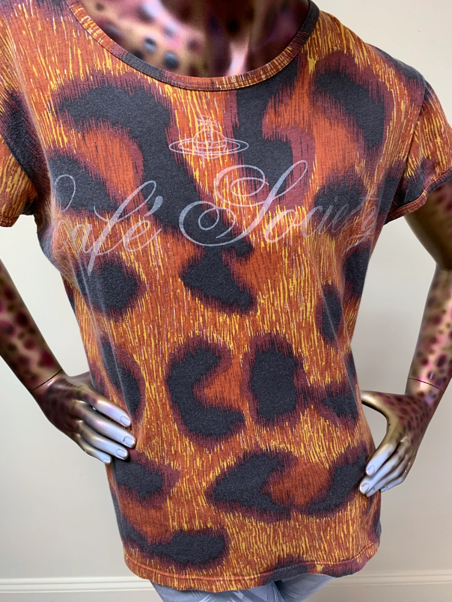 90s Vivienne Westwood 'Cafe Society' Cheetah Print T-shirt product image