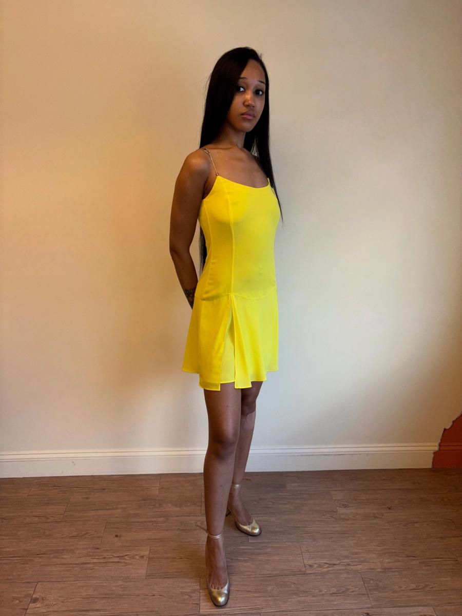Vintage La Perla Yellow Slip Dress with Metal Straps product image
