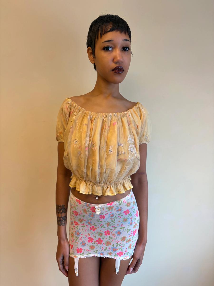 Vintage French Handpainted Silk Top product image