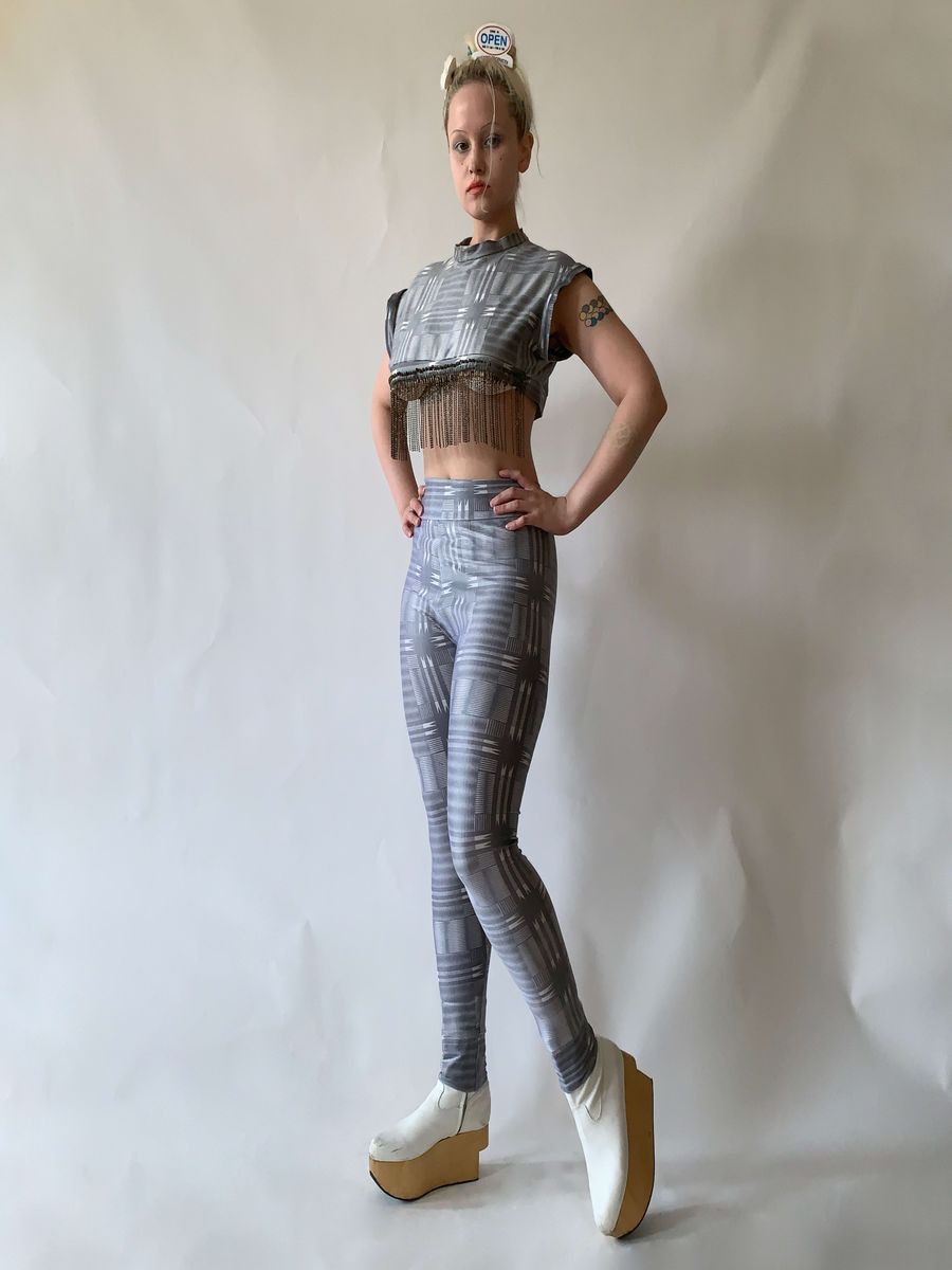 1980s BodyMap Safety Pin Spandex Set product image