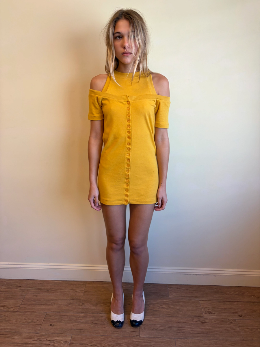 80s Norma Kamali Double Layered Sweat Mini Dress product image