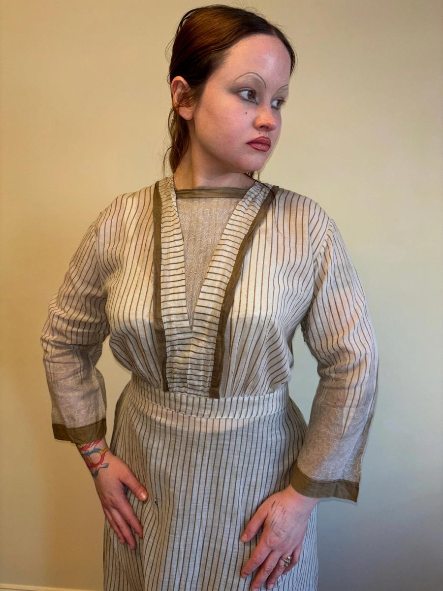 Edwardian Striped Dress Vermicular Print product image
