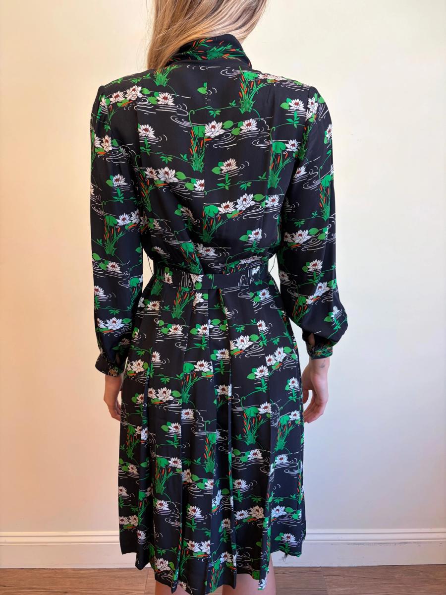 70s Koshino Sisters Lotus Print Secretary Dress product image