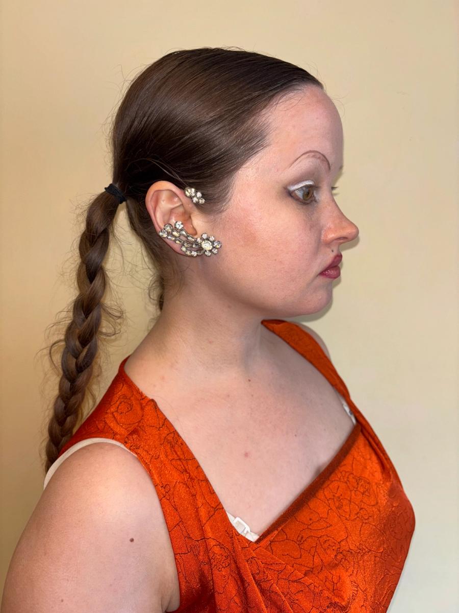 40s or 50s Rhinestone Ear Cuffs product image