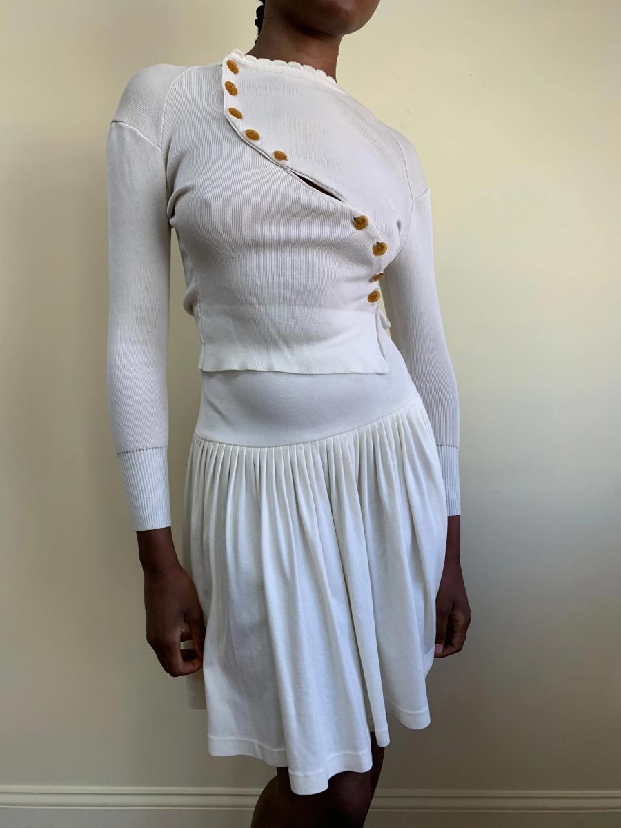 80s Norma Kamali White Highwaist Skirt