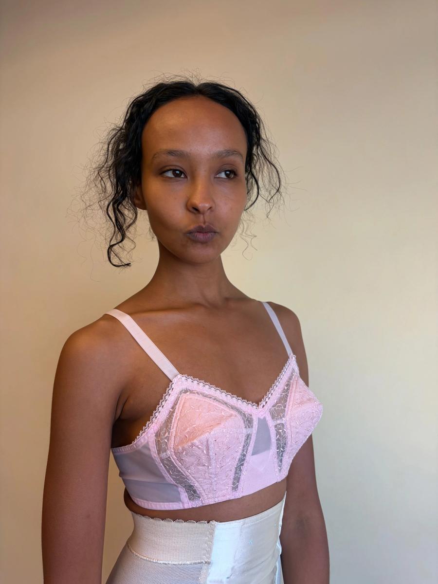 50s Pink Lace Cutout Bra product image