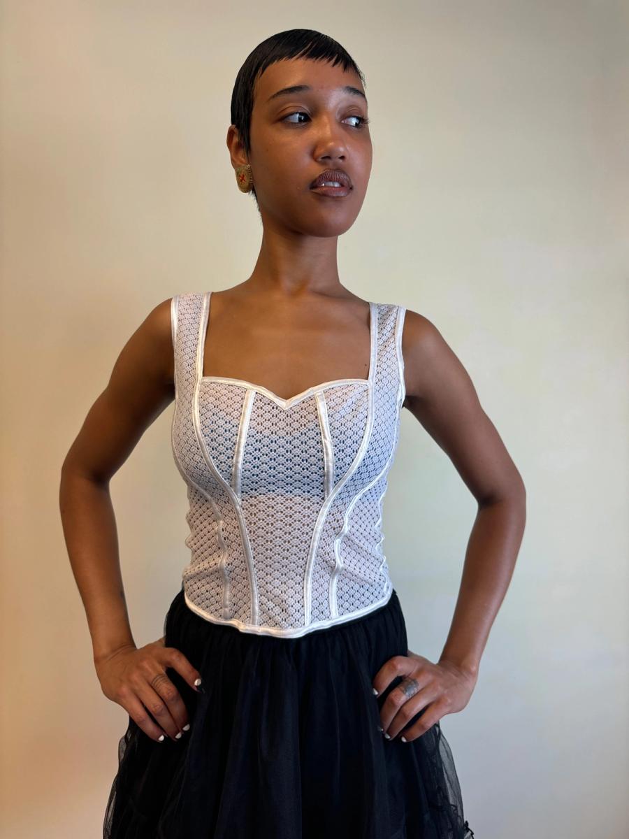 90s Chantal Thomass Seamed Lace Bustier Top product image
