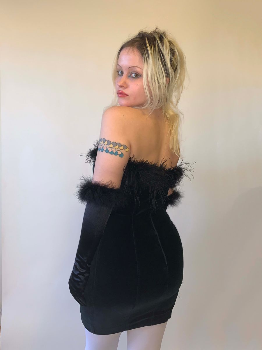 Chantal Thomass Velvet Cocktail Gown with Gloves Set product image