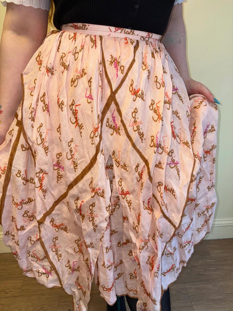 70s Laura Biagiotti Apron Signature Skirt product image