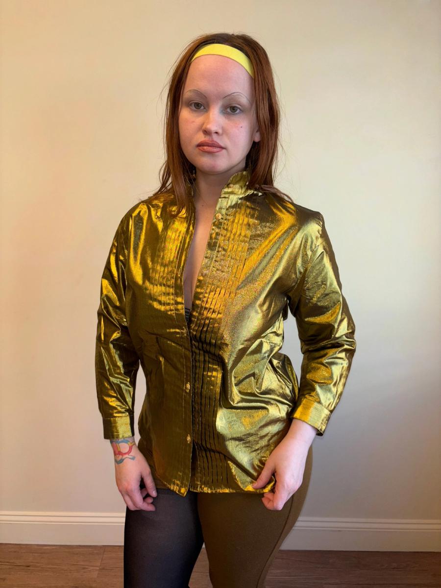 80s Kansai Yamamoto Metallic Gold Button Up Shirt product image