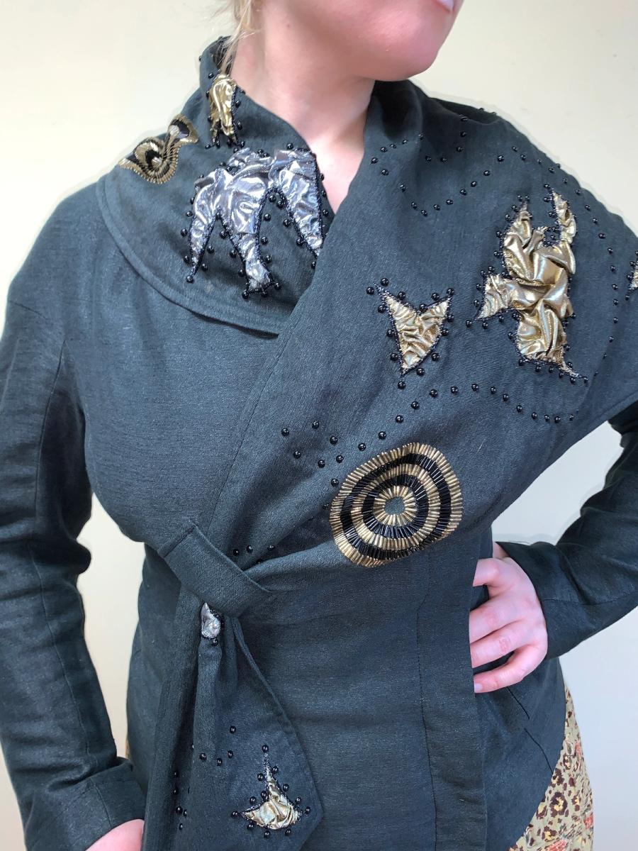 Kansai Yamamoto Asymmetrical Jacket with Bird Embellishment product image