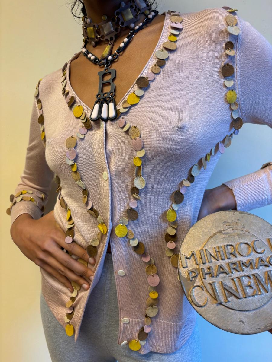 Kyoichi Fujita Silk Cardigan with Suede Pailletes product image