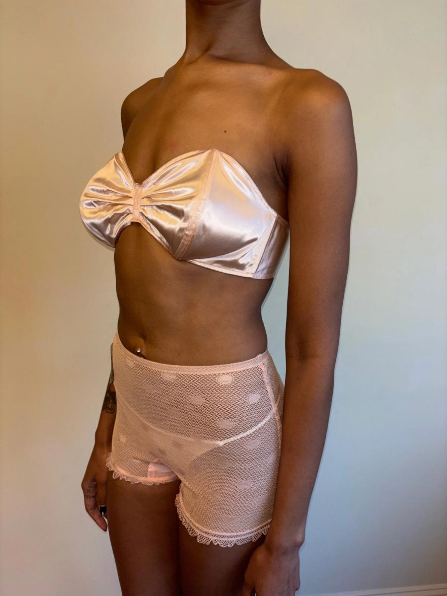 40s French Pink Satin Bra product image