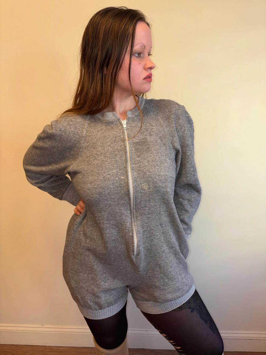 1980  Norma Kamali Gray Zip Up Jumpsuit product image