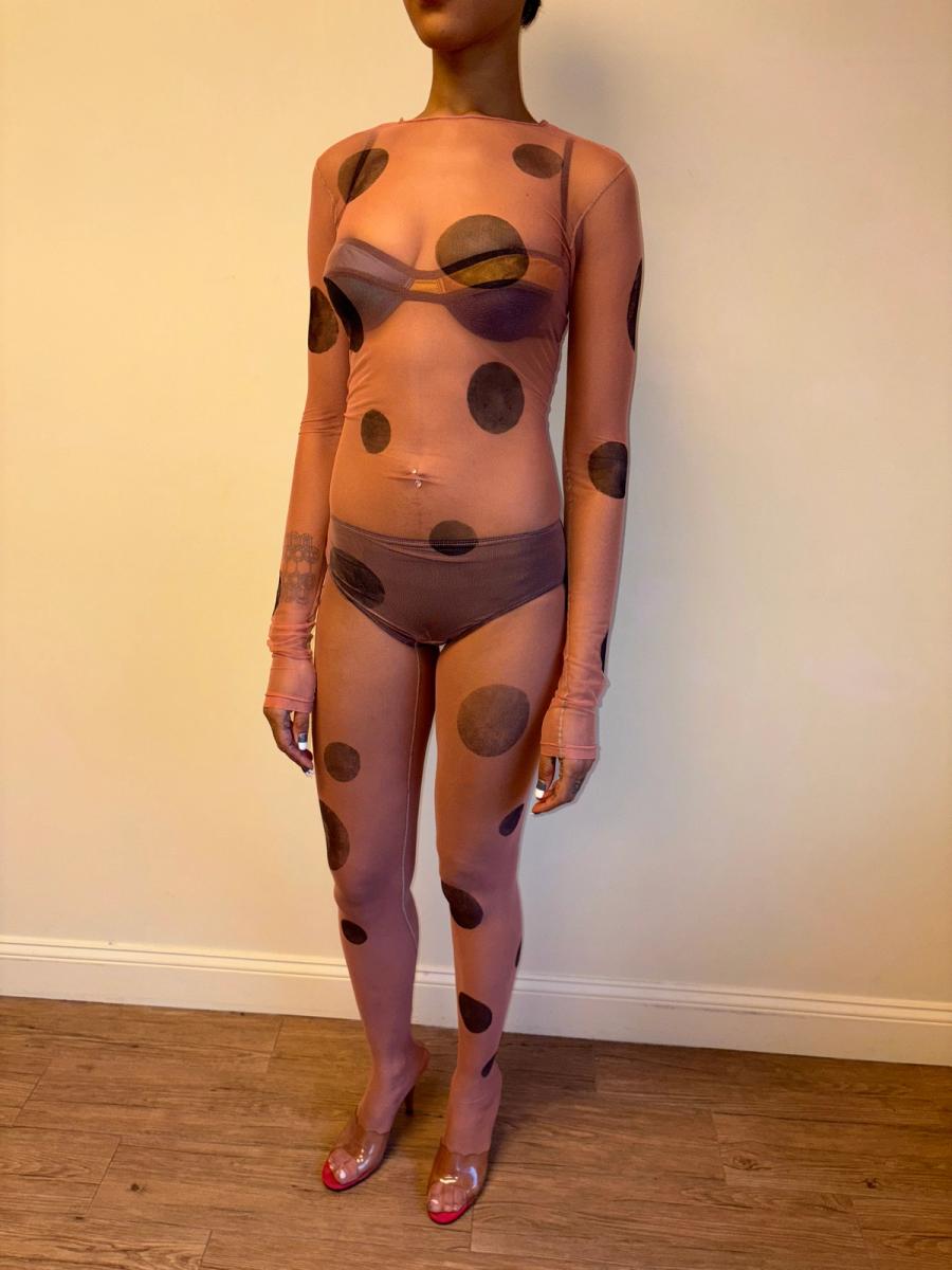 Polka Dot Illusion Net Bodysuit product image