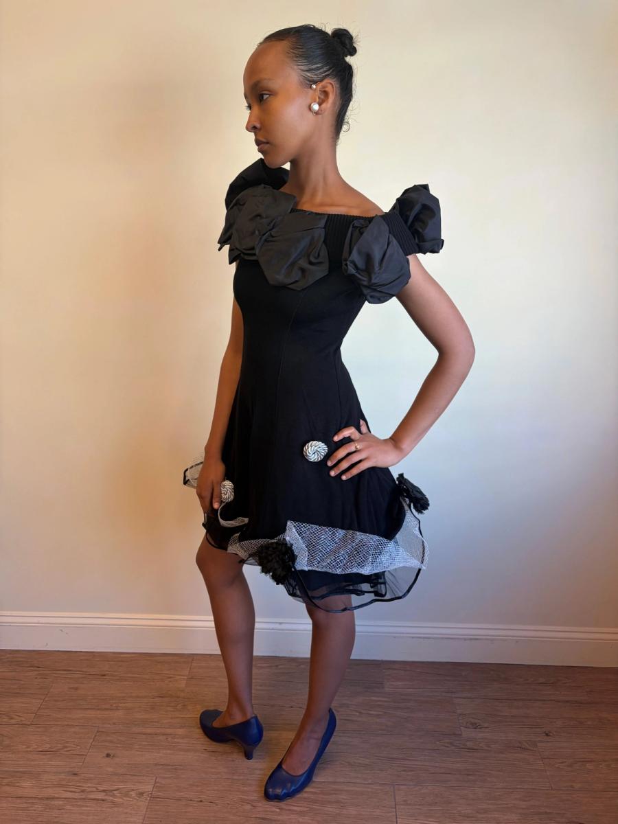 80s Atsuki Onishi Knit Dress with Crinoline and Brooches product image