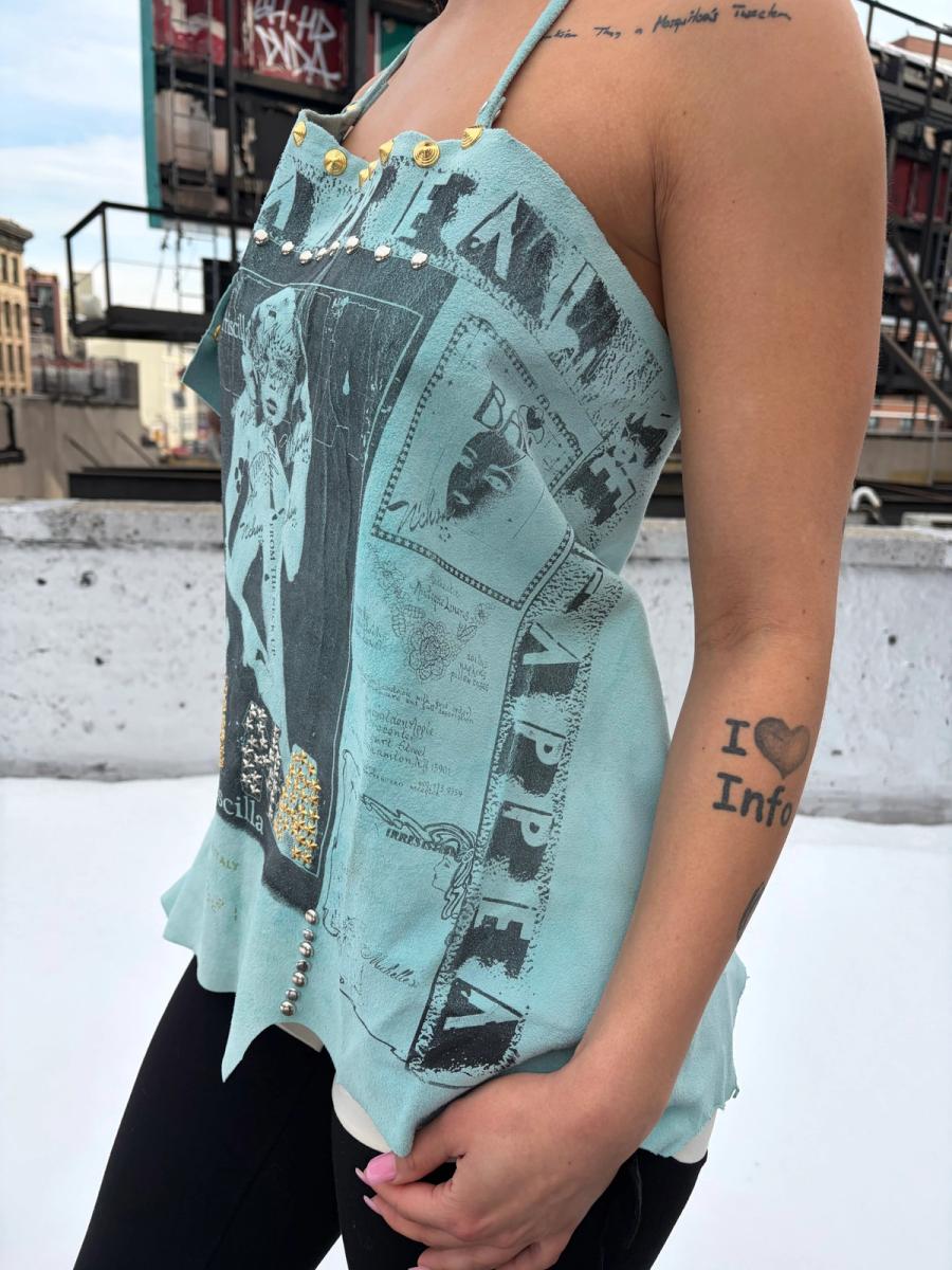 NANA Studded Turquoise Suede Halter product image