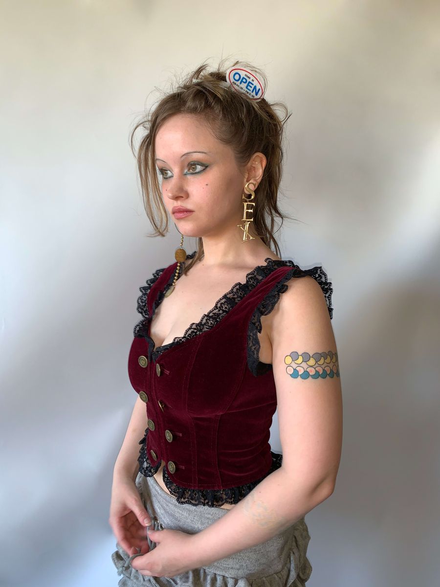 Chantal Thomass Red Velvet Bustier product image