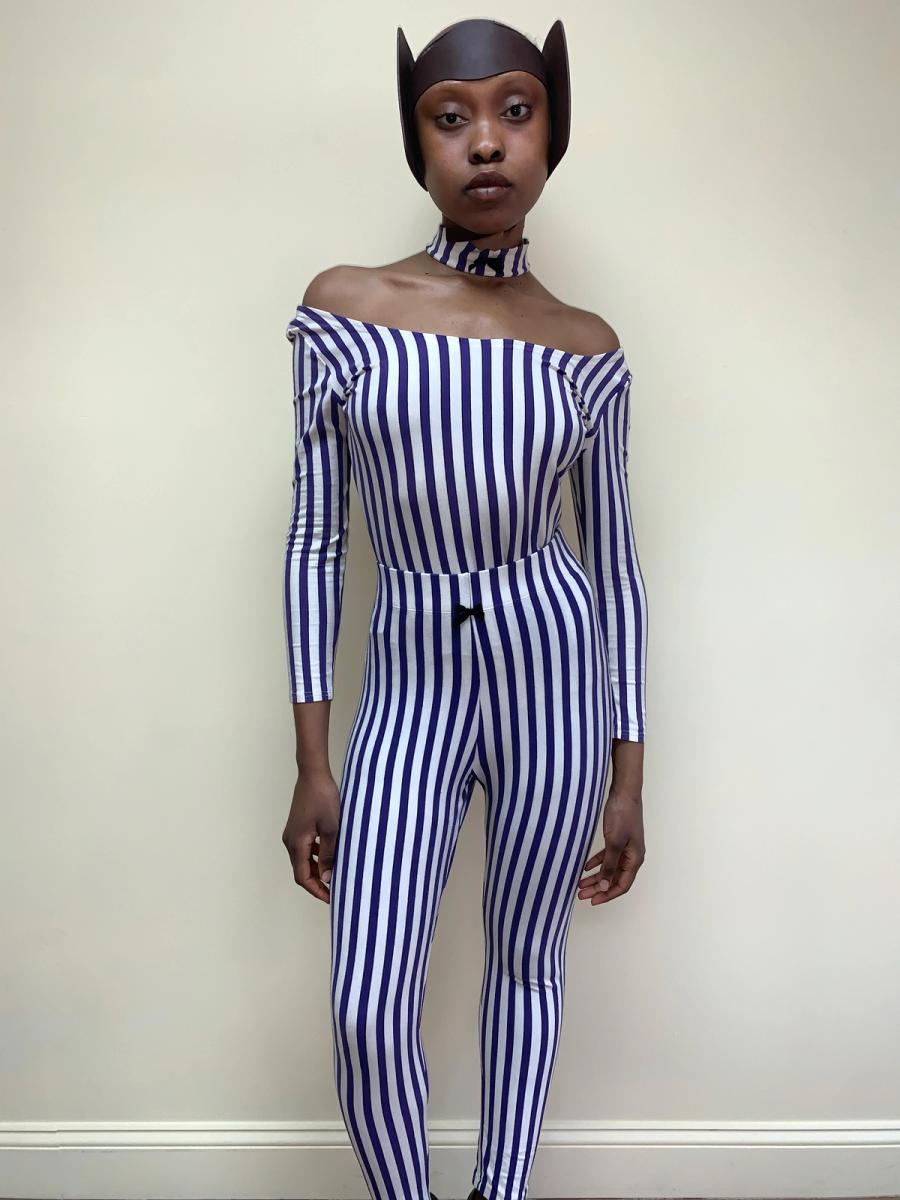 1992 Junior Gaultier Striped Set with Attached Choker product image