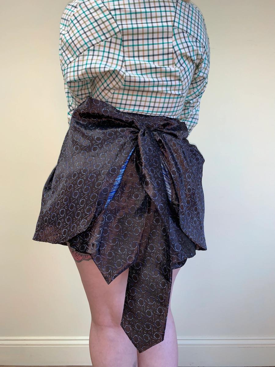 90s Jane Marple Tie-Silk Bustle Miniskirt  product image