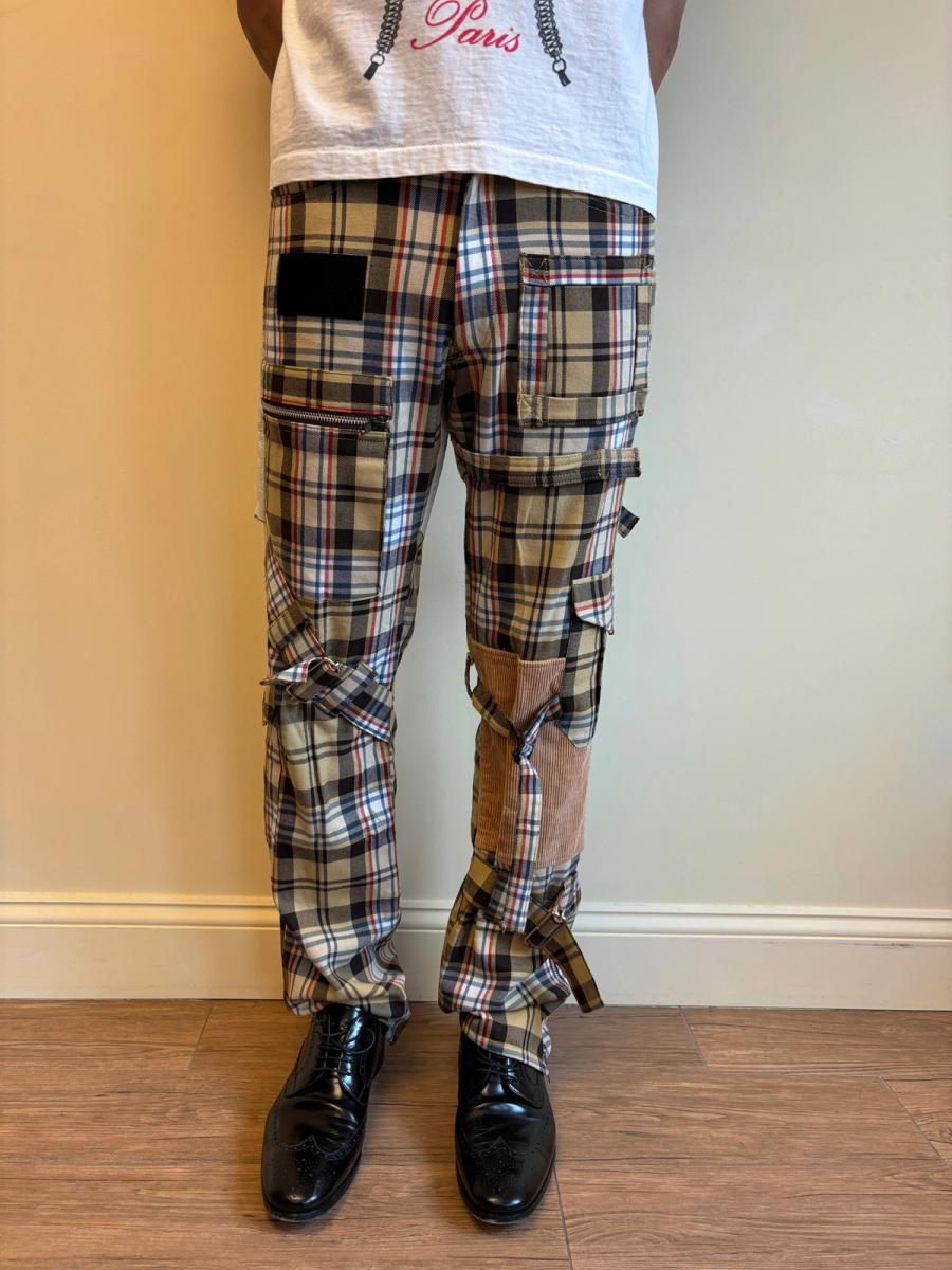 Milkboy Leather Patchwork Plaid Pants product image