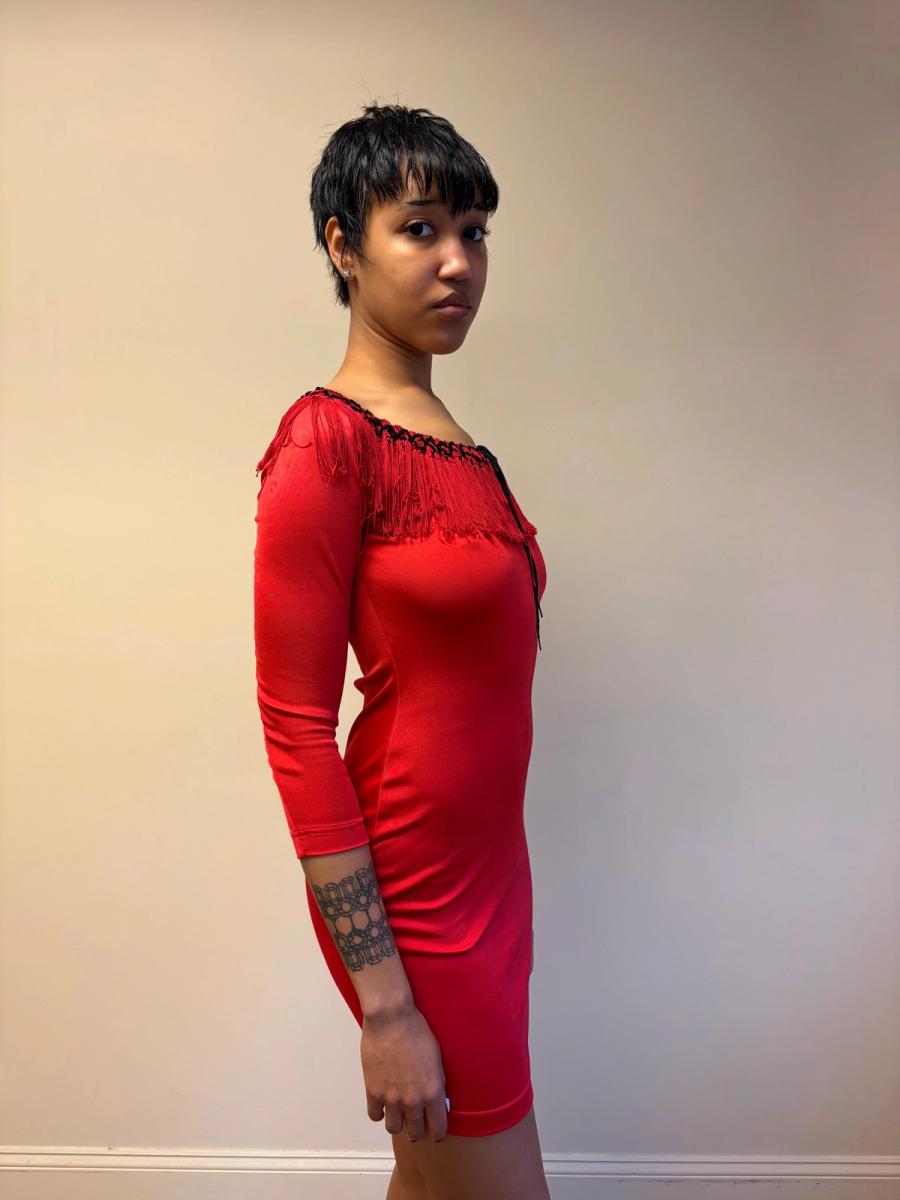 90s Chantal Thomass Red Fringe Dress product image