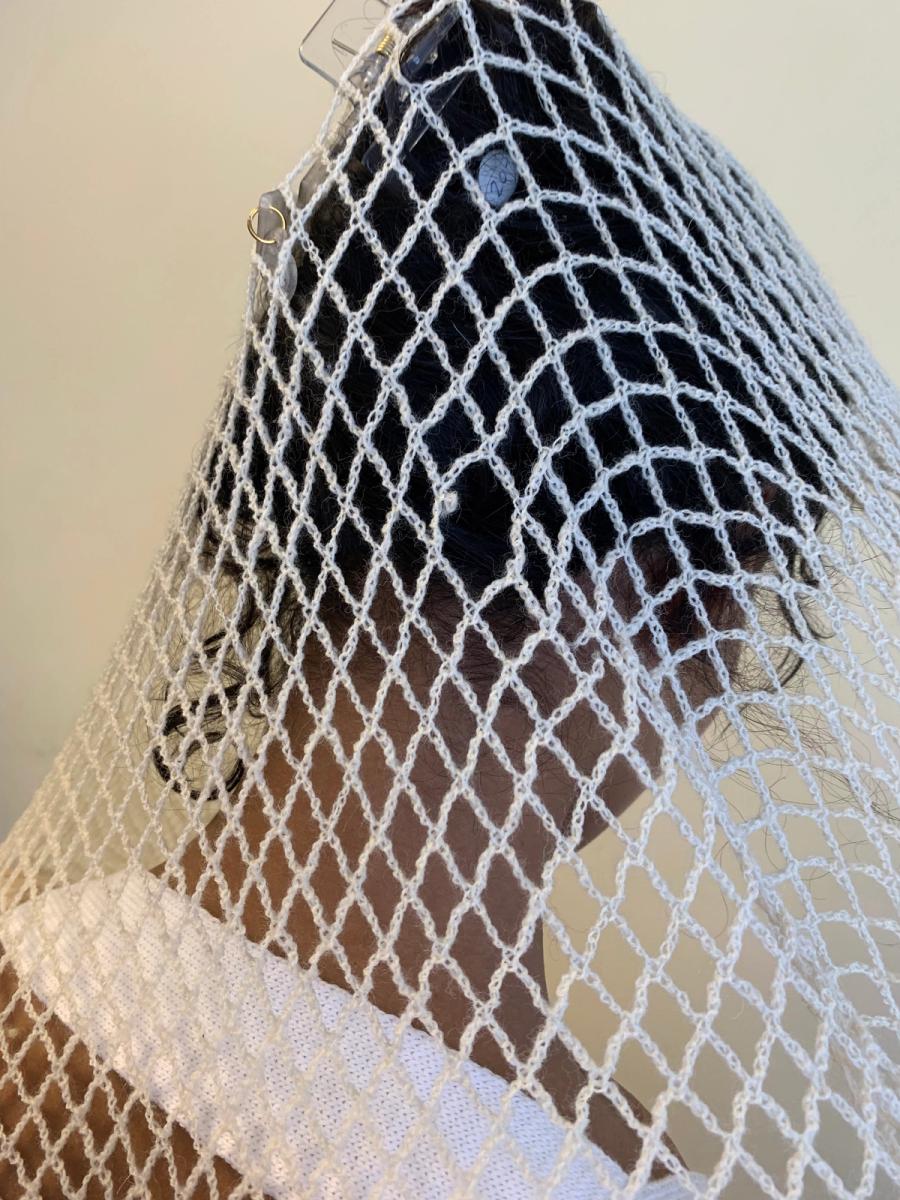 Maria Calderara Knit Fishnet Beaded Shawl product image