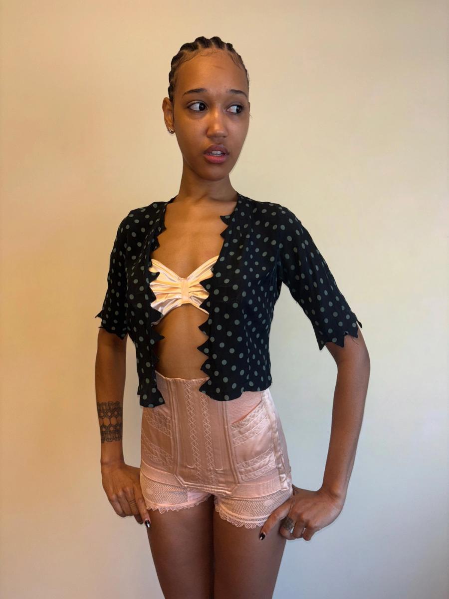 30s Polka Dot Top with Jagged Hem product image