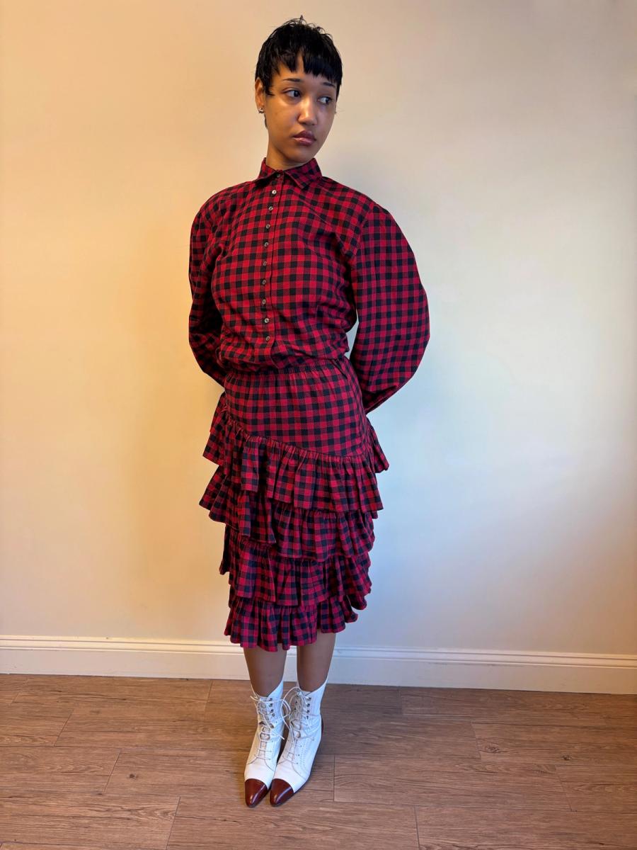 80s Norma Kamali Red Plain Set product image