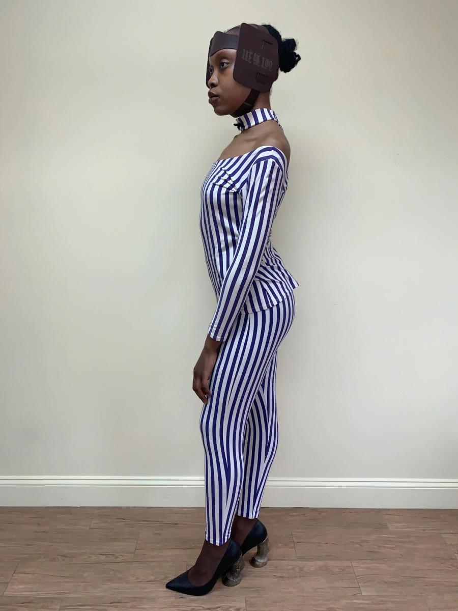 1992 Junior Gaultier Striped Set with Attached Choker product image