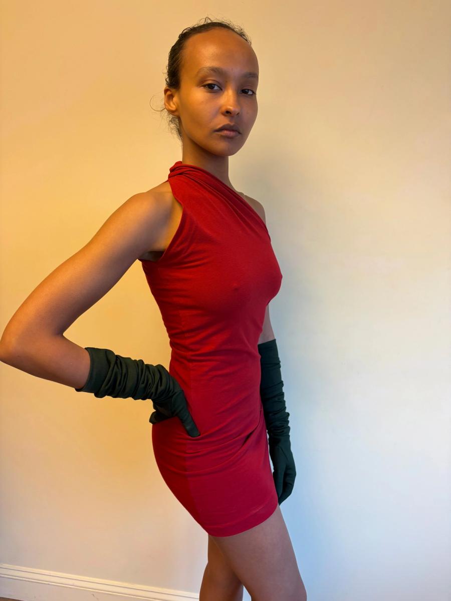 90s Romeo Gigli Red Asymmetrical Dress product image