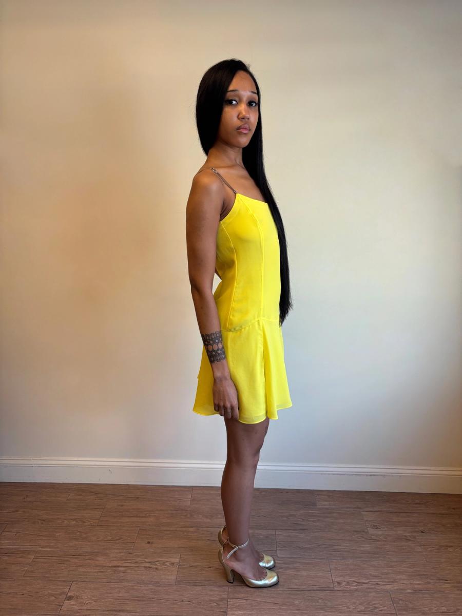 Vintage La Perla Yellow Slip Dress with Metal Straps product image