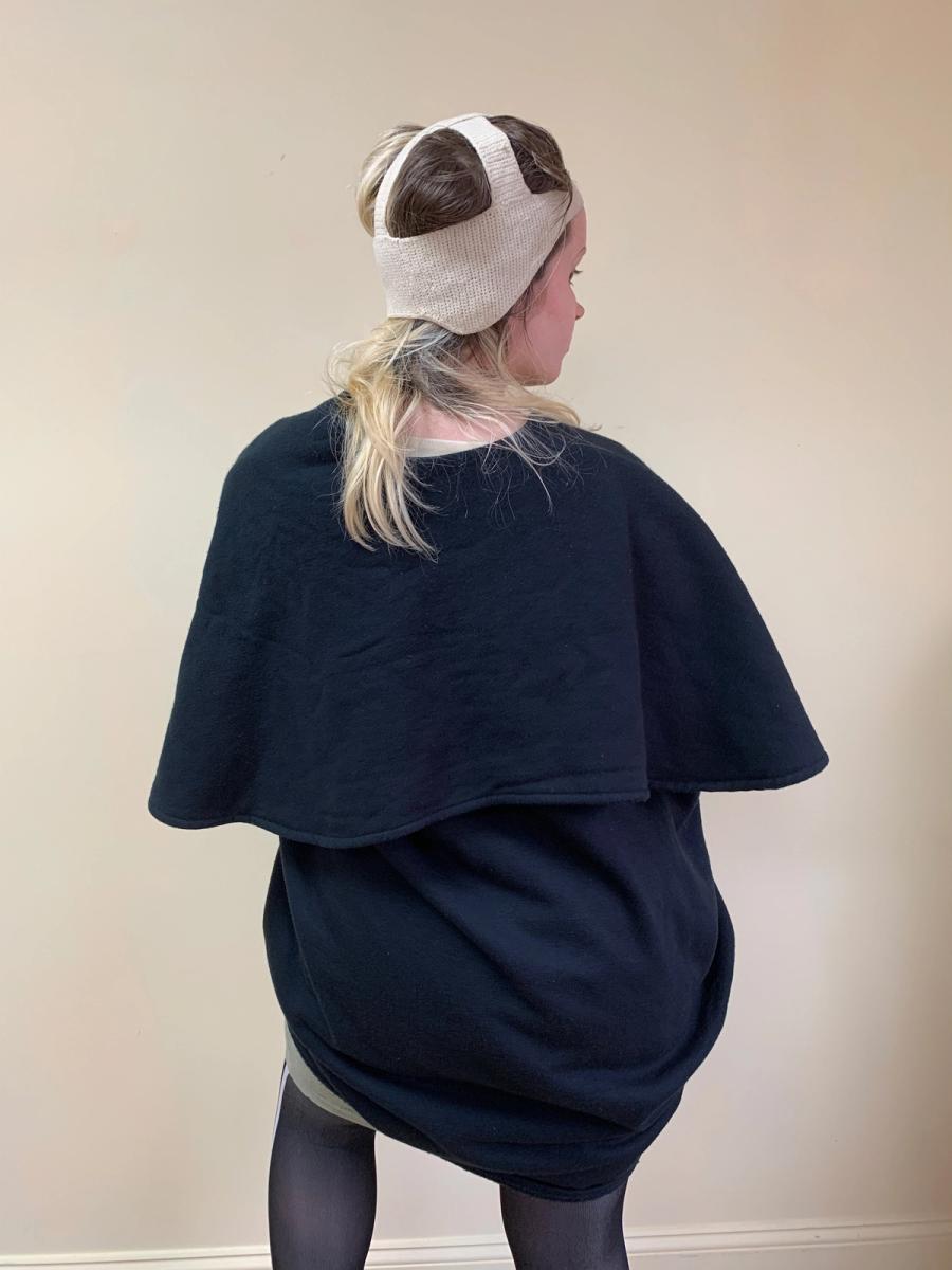 Norma Kamali 1980s Fleece Cocoon Coat in Black product image