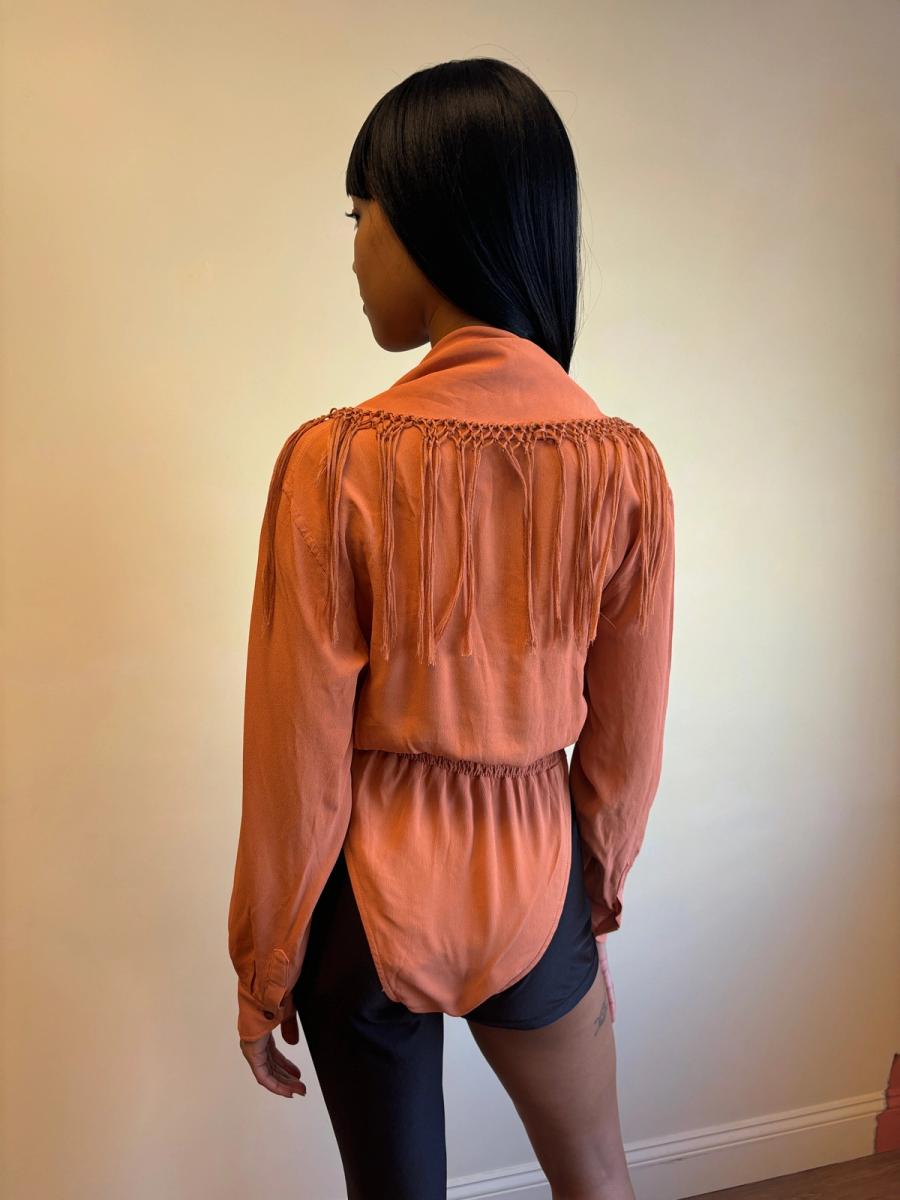 90s Jean-Paul Gaultier Burnt Orange Fringe Bodysuit product image