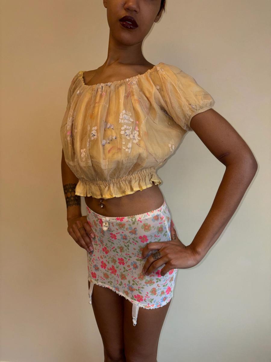 Vintage French Handpainted Silk Top product image