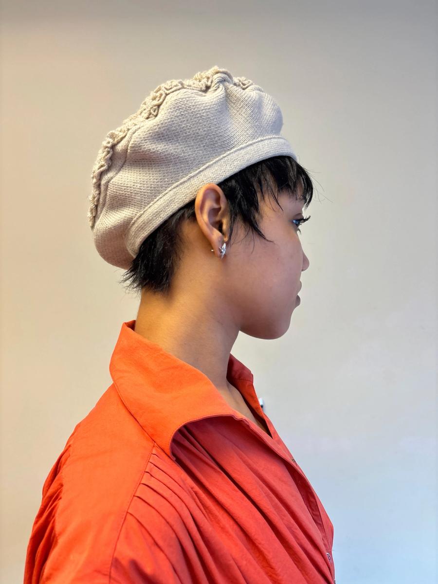 1980s Chantal Thomass Gray Ruffled Knit Beret product image