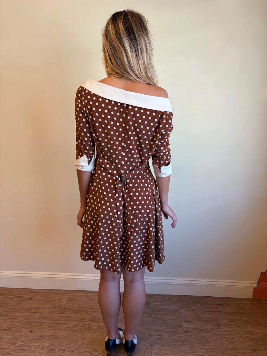 Vintage Norma Kamali Brown Polka Dot Dress product image