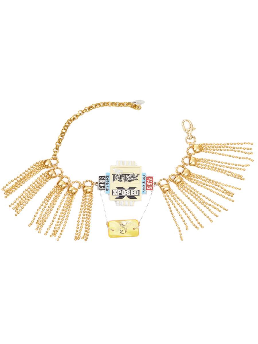 XPOSED Charm Fringe Choker Necklace and Dangling Casino Chip 