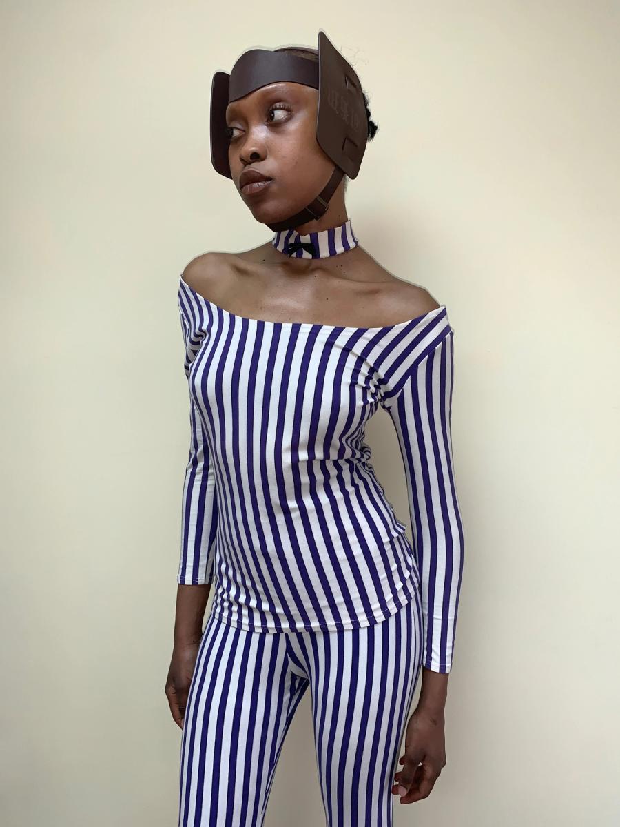 1992 Junior Gaultier Striped Set with Attached Choker product image