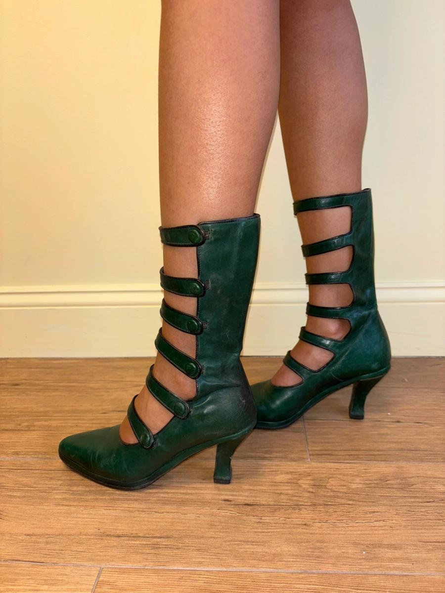 90s Chantal Thomass Green Leather Cutout Heels product image