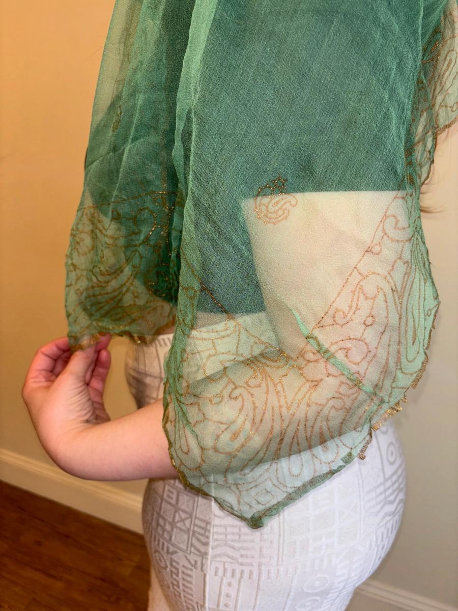 Vintage Indian Silk Scarf with Gold Block Print  product image