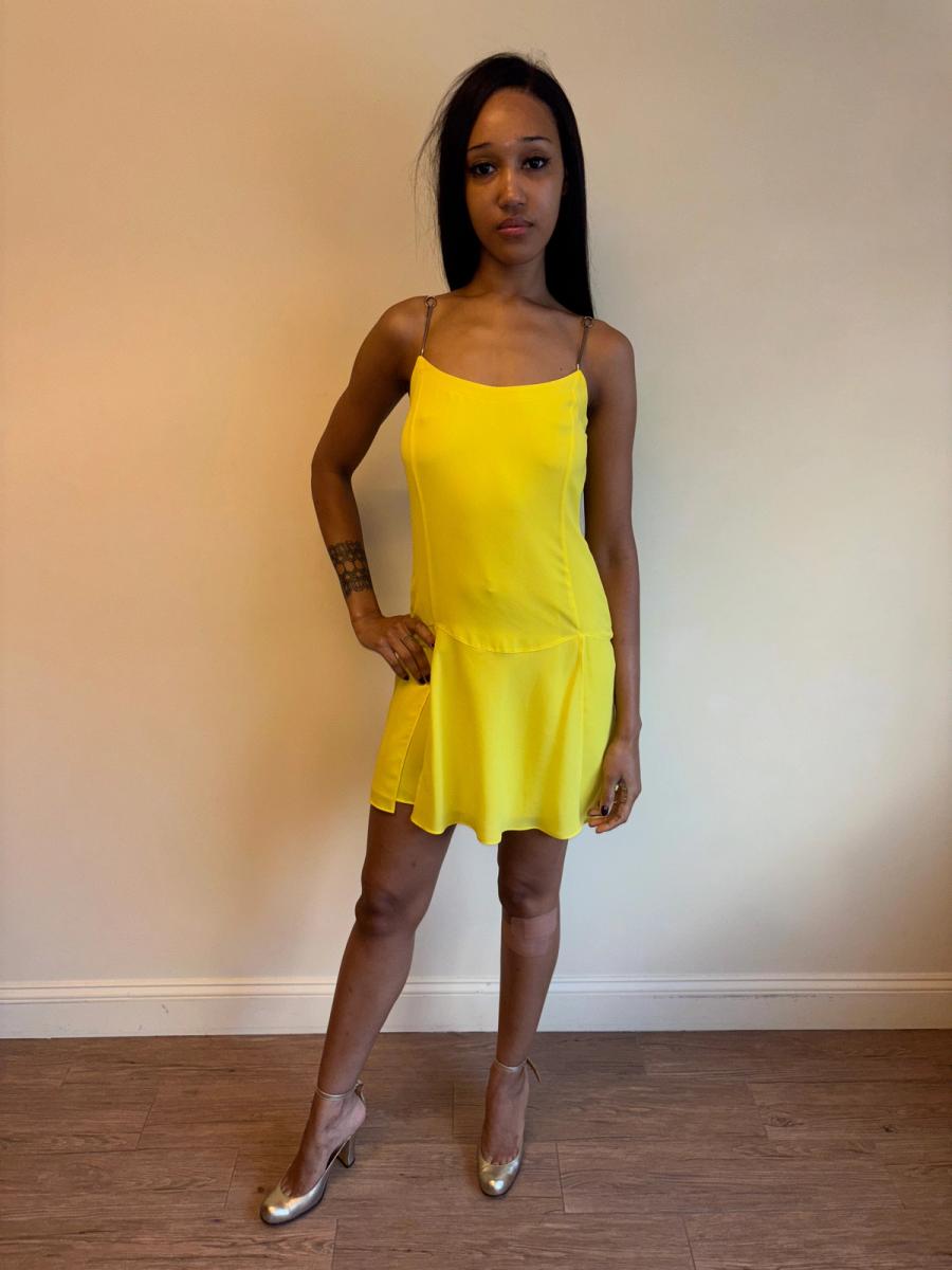 Vintage La Perla Yellow Slip Dress with Metal Straps product image