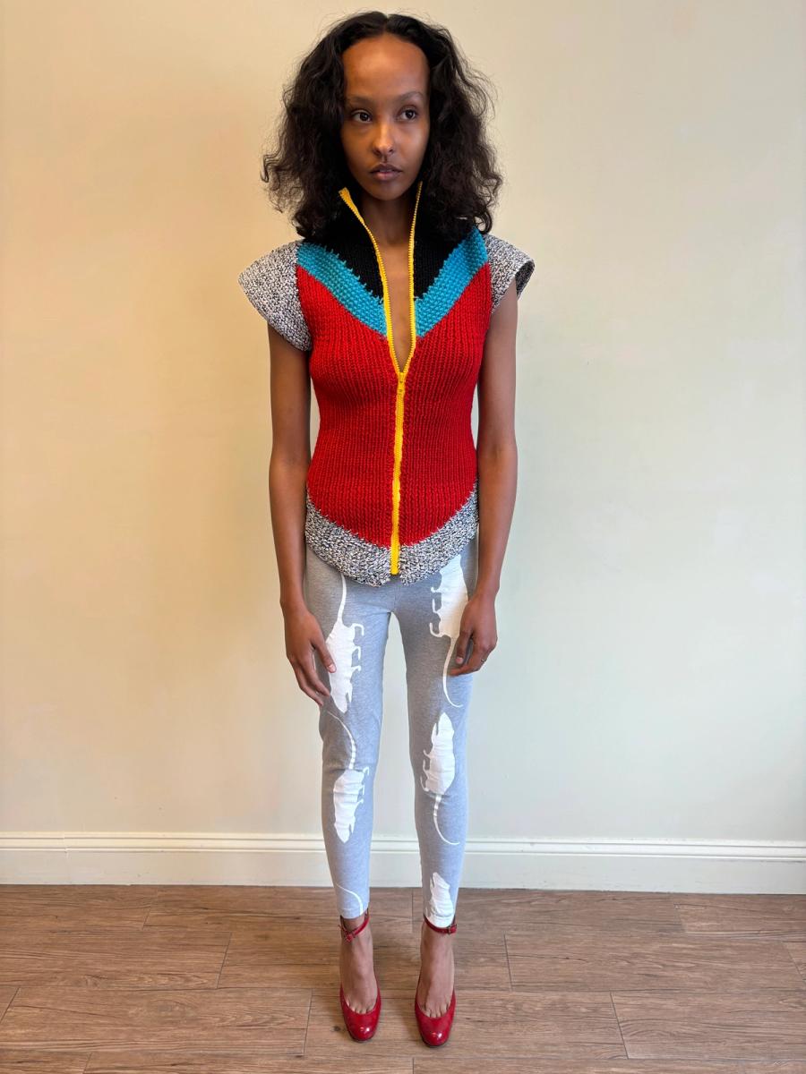 Michelle Pesetti Avant-Garde Colorblock Handknit Top  product image