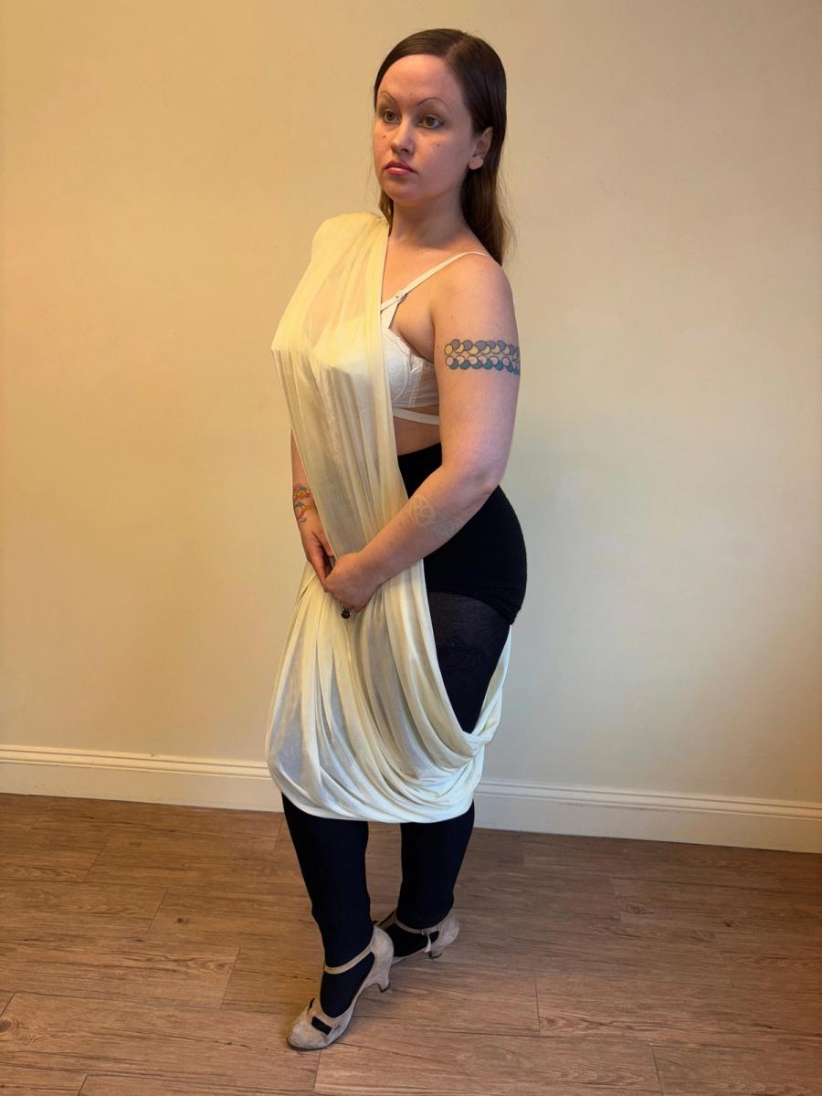 80s Norma Kamali Draped One Shoulder Dress product image