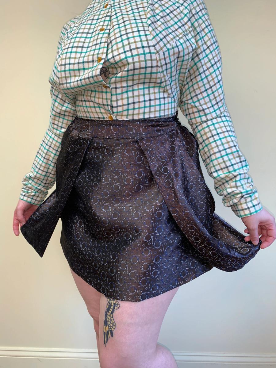 90s Jane Marple Tie-Silk Bustle Miniskirt  product image