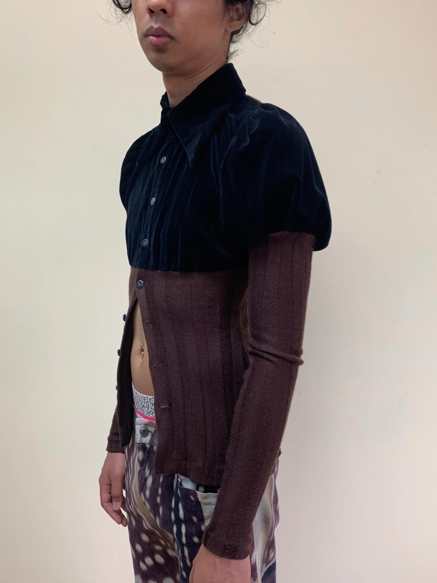 90s Condire 20471120 Velvet Dramatic Shoulder Top product image