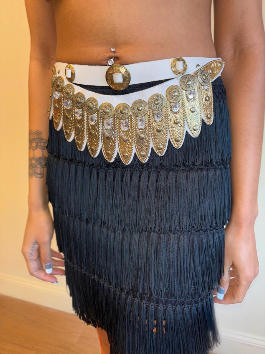 80s French Rhinestone Feather Belt product image