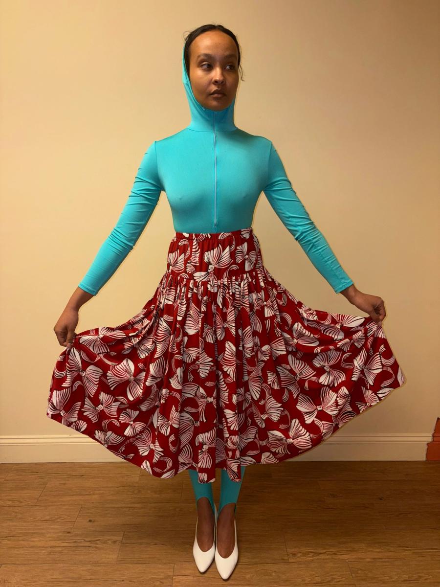 80s Norma Kamali Red Bow Skirt product image